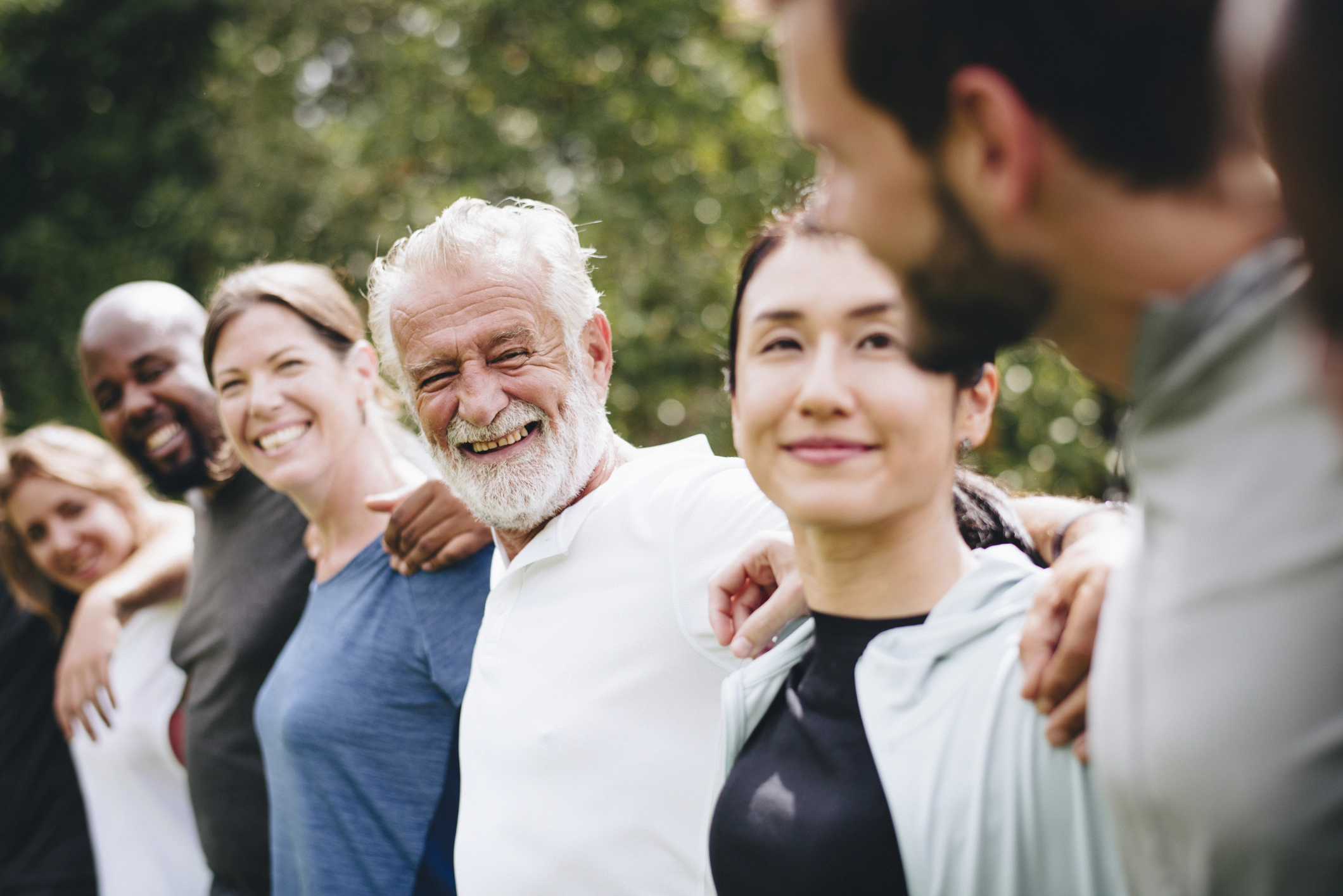 warm happy people talking